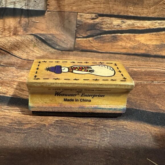 Snowman Rubber Stamp Wooden Mounted Crafts Scrapbooking Greeting Cards Christmas - Picture 3 of 9